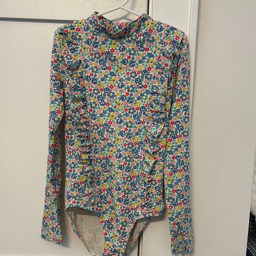Mini Boden Floral Long Sleeve Rashguard Swimsuit